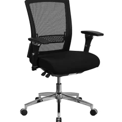 Flash Furniture HERCULES Series 24/7 Intensive-Use Ergonomic Mid-Back Executive Multifunction Office Chair, Black Fabric/Mesh/Gray -GOWY858