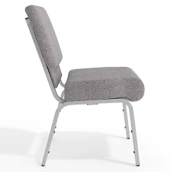 Flash Furniture HERCULES 21"W Stacking Church Chair, Gray/Silvervein