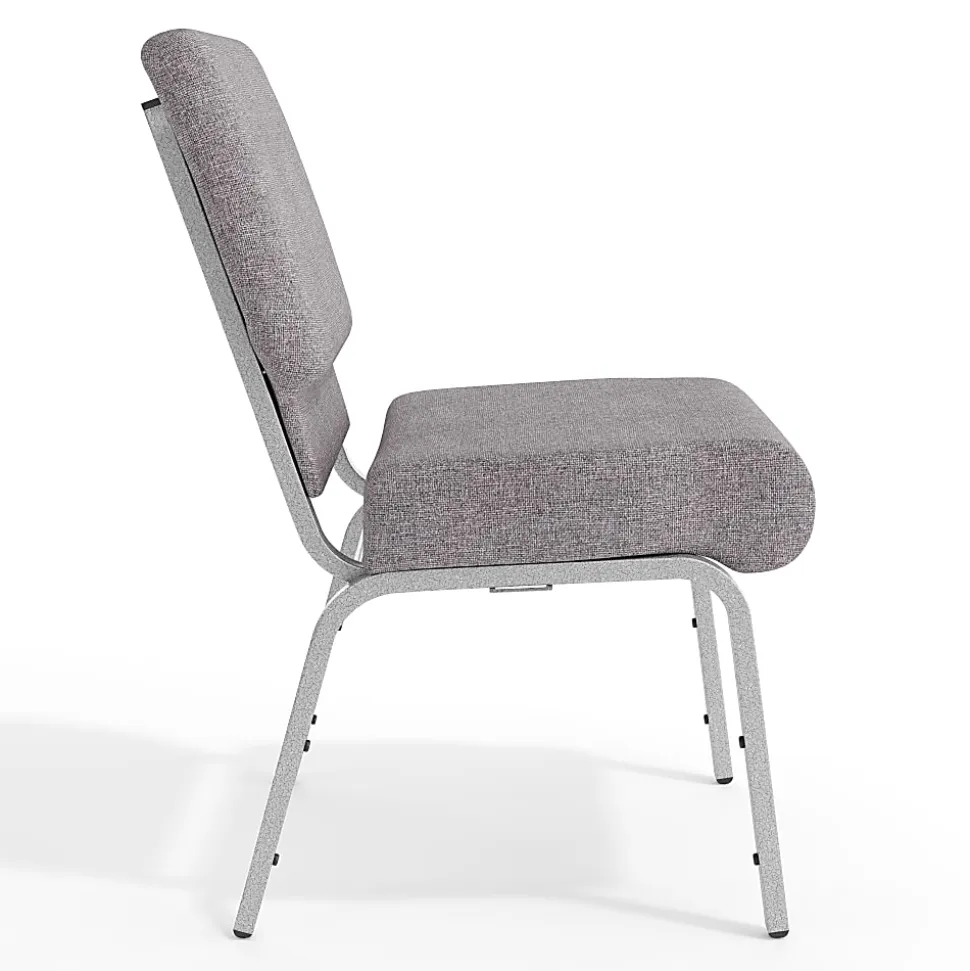 Flash Furniture HERCULES 21"W Stacking Church Chair, Gray/Silvervein