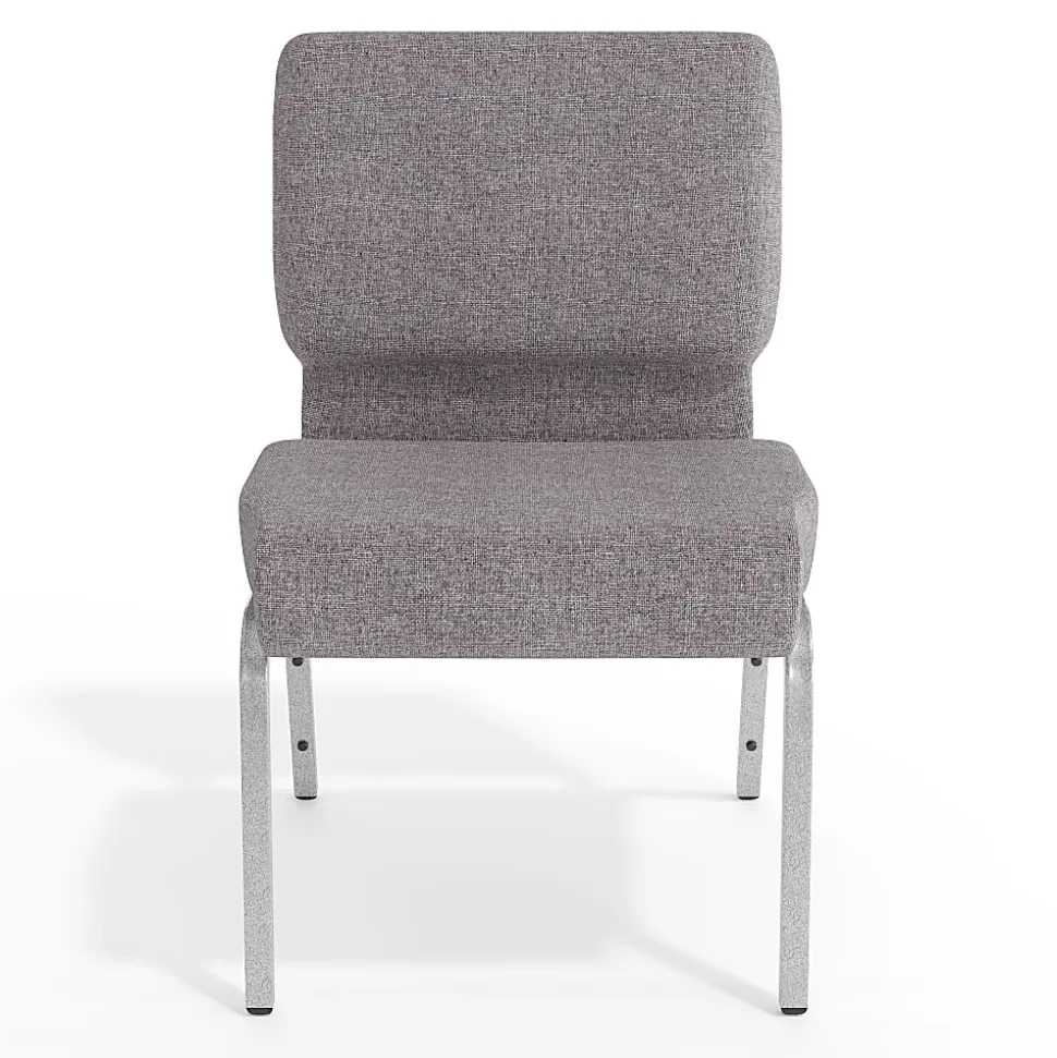 Flash Furniture HERCULES 21"W Stacking Church Chair, Gray/Silvervein