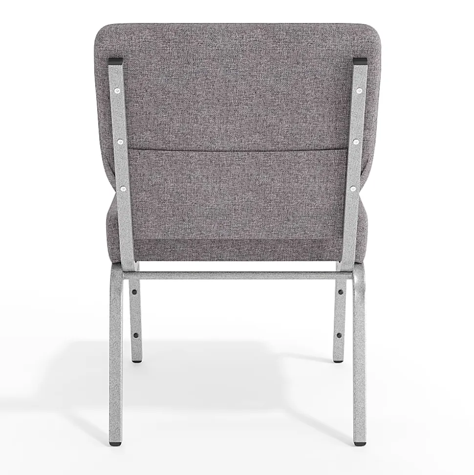 Flash Furniture HERCULES 21"W Stacking Church Chair, Gray/Silvervein