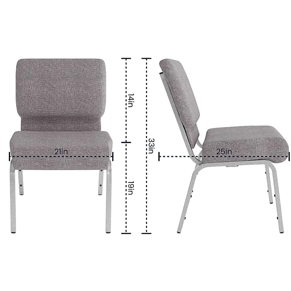 Flash Furniture HERCULES 21"W Stacking Church Chair, Gray/Silvervein