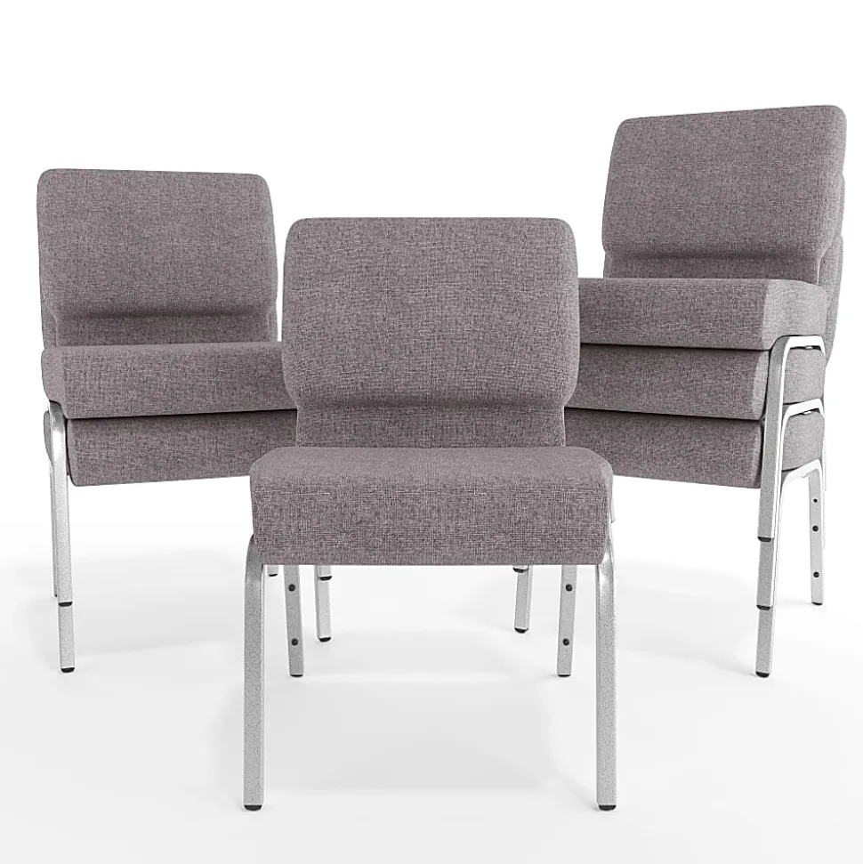 Flash Furniture HERCULES 21"W Stacking Church Chair, Gray/Silvervein