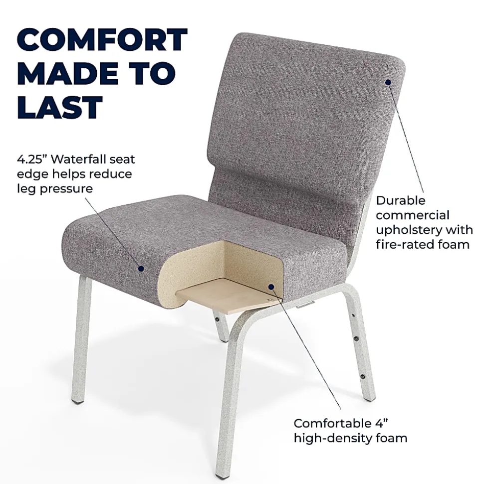 Flash Furniture HERCULES 21"W Stacking Church Chair, Gray/Silvervein