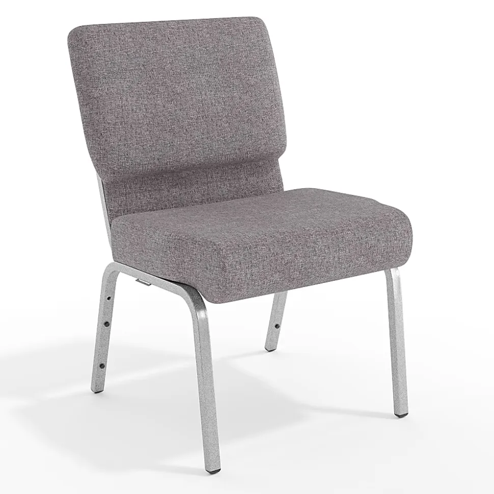 Flash Furniture HERCULES 21"W Stacking Church Chair, Gray/Silvervein