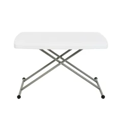 Flash Furniture Indoor/Outdoor Plastic Folding Table, 28-3/4"H x 30-1/4"W x 19-1/2"D, Granite White/Gray