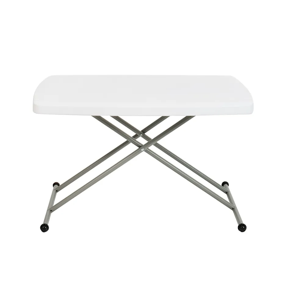 Flash Furniture Indoor/Outdoor Plastic Folding Table, 28-3/4"H x 30-1/4"W x 19-1/2"D, Granite White/Gray