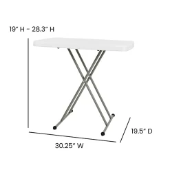 Flash Furniture Indoor/Outdoor Plastic Folding Table, 28-3/4"H x 30-1/4"W x 19-1/2"D, Granite White/Gray