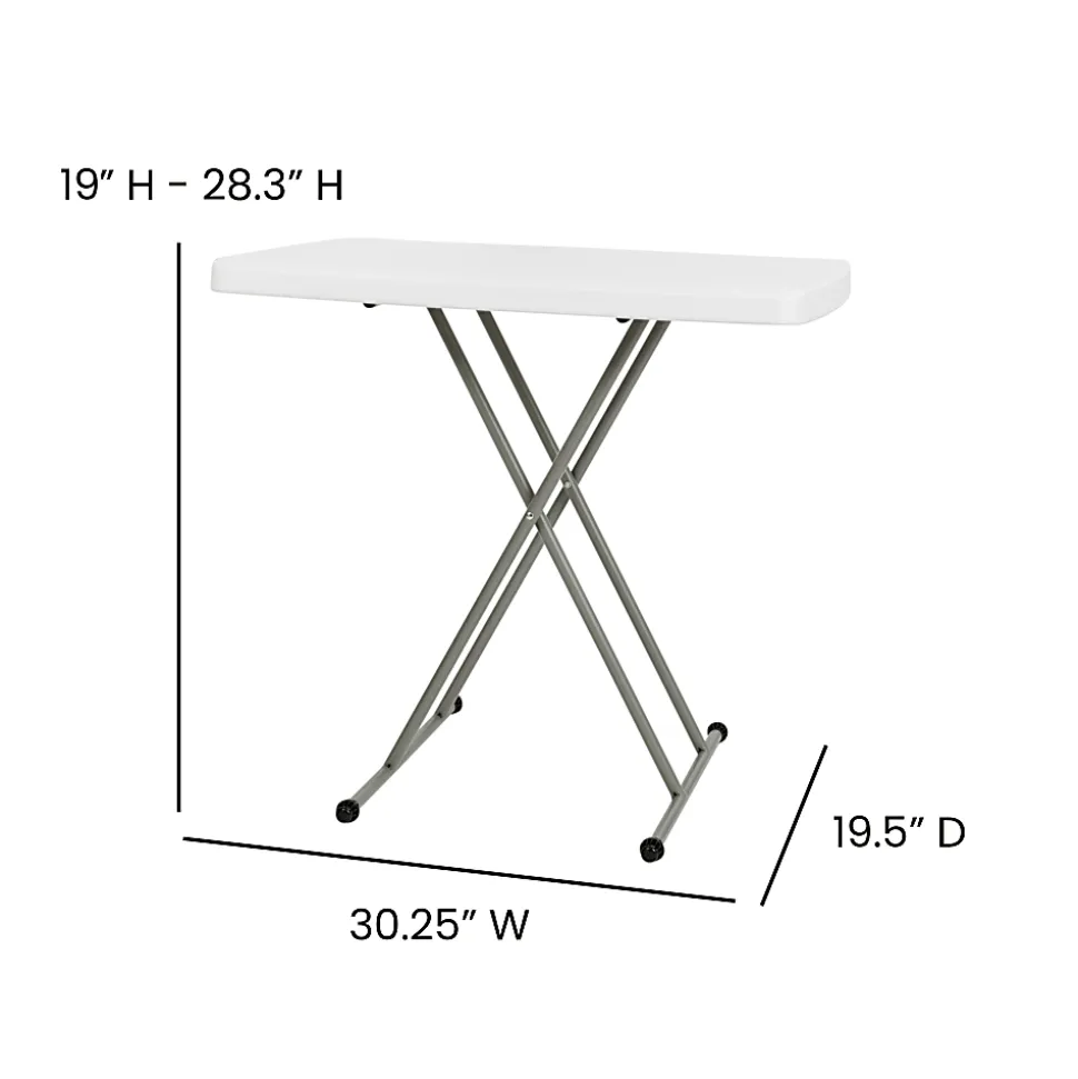 Flash Furniture Indoor/Outdoor Plastic Folding Table, 28-3/4"H x 30-1/4"W x 19-1/2"D, Granite White/Gray