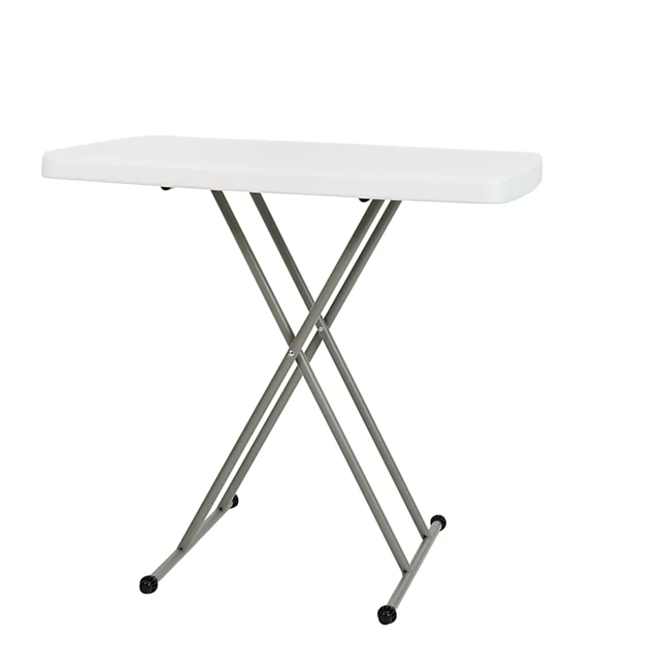 Flash Furniture Indoor/Outdoor Plastic Folding Table, 28-3/4"H x 30-1/4"W x 19-1/2"D, Granite White/Gray