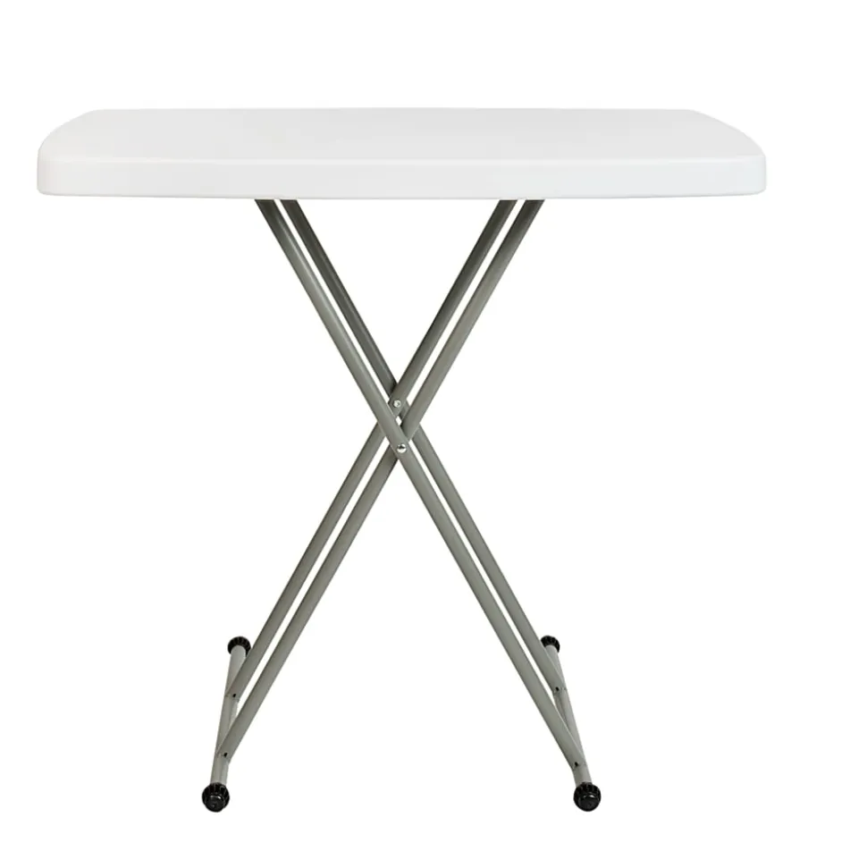 Flash Furniture Indoor/Outdoor Plastic Folding Table, 28-3/4"H x 30-1/4"W x 19-1/2"D, Granite White/Gray