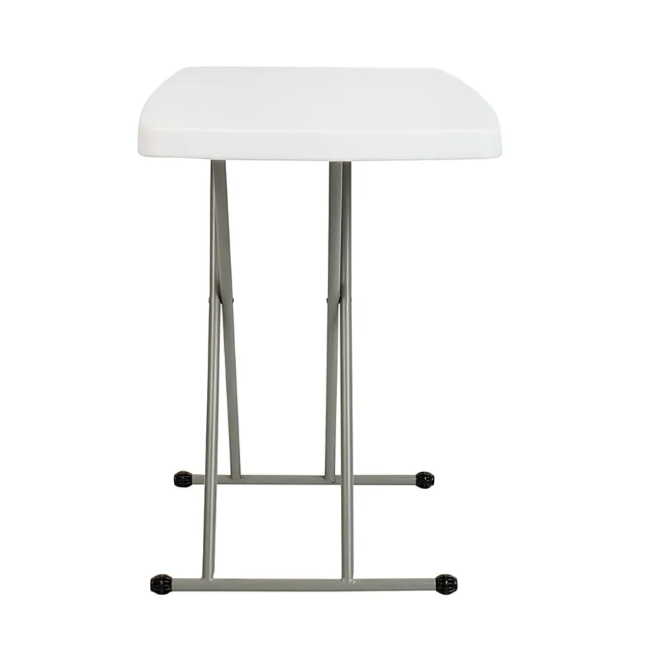 Flash Furniture Indoor/Outdoor Plastic Folding Table, 28-3/4"H x 30-1/4"W x 19-1/2"D, Granite White/Gray
