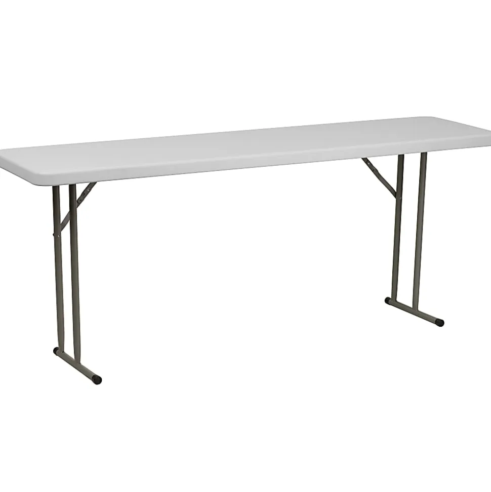 Flash Furniture Kathryn Plastic Folding Training Table, 29"H x 18"W x 72"D, Granite White