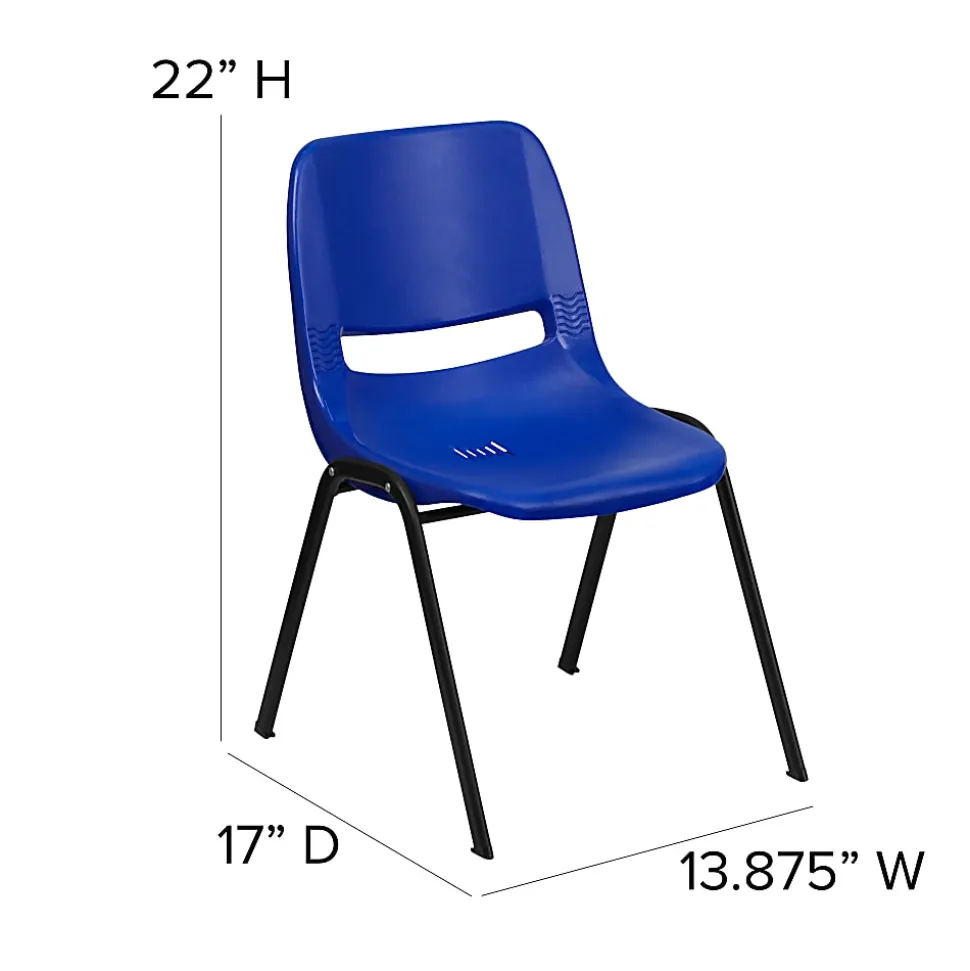 Flash Furniture Kids' HERCULES 440-lb Capacity Ergonomic Shell Stack Chair, 12" Seat Height, Navy/Black