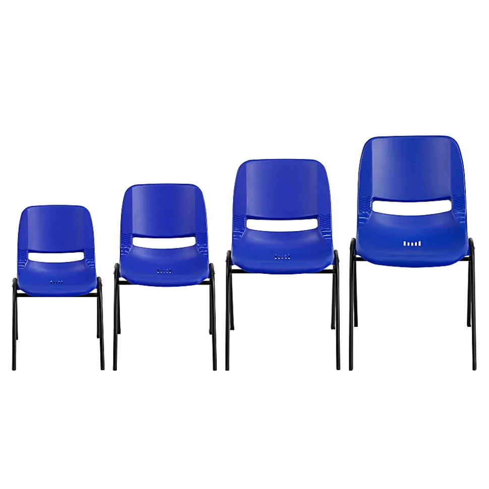 Flash Furniture Kids' HERCULES 440-lb Capacity Ergonomic Shell Stack Chair, 12" Seat Height, Navy/Black