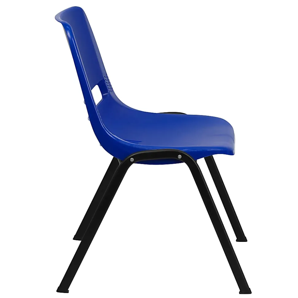 Flash Furniture Kids' HERCULES 440-lb Capacity Ergonomic Shell Stack Chair, 12" Seat Height, Navy/Black