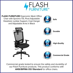 Flash Furniture Layla Ergonomic Mesh High-Back Office Chair, Black