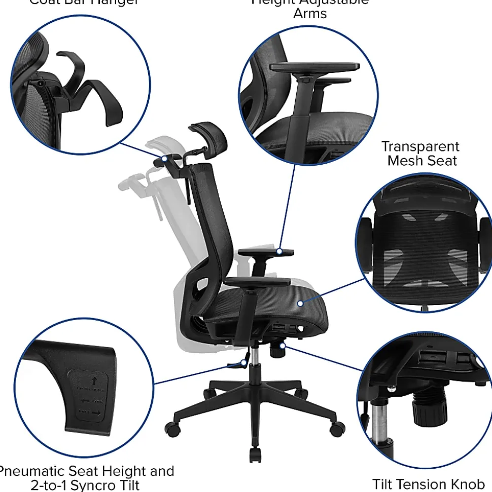 Flash Furniture Layla Ergonomic Mesh High-Back Office Chair, Black