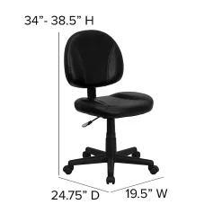 Flash Furniture LeatherSoft™ Faux Leather Mid-Back Ergonomic Swivel Chair, Black