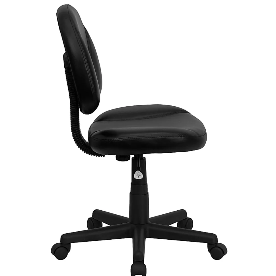 Flash Furniture LeatherSoft™ Faux Leather Mid-Back Ergonomic Swivel Chair, Black