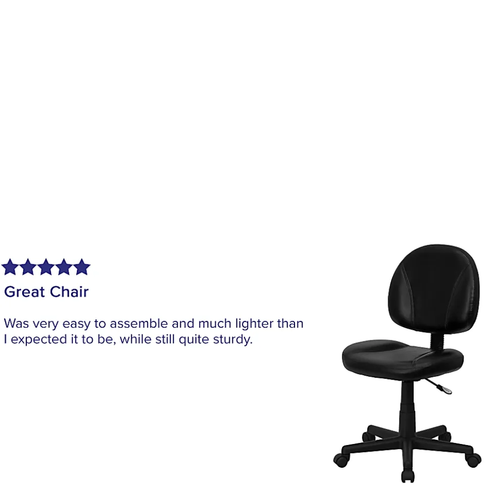 Flash Furniture LeatherSoft™ Faux Leather Mid-Back Ergonomic Swivel Chair, Black