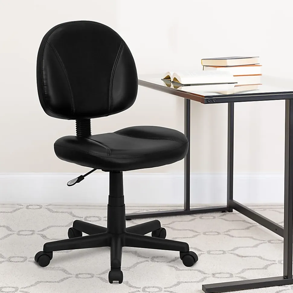 Flash Furniture LeatherSoft™ Faux Leather Mid-Back Ergonomic Swivel Chair, Black