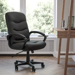 Flash Furniture LeatherSoft™ Faux Leather Mid-Back Swivel Task Chair With 24 1/2