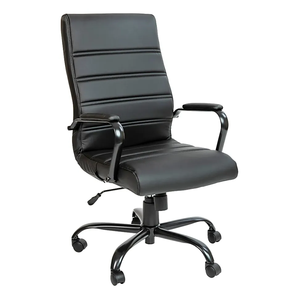 Flash Furniture LeatherSoft™ Faux Leather Mid-Back Swivel Task Chair With 21 1/2" Back Cushion, Black