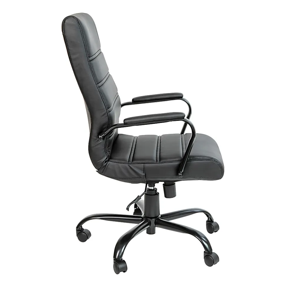 Flash Furniture LeatherSoft™ Faux Leather Mid-Back Swivel Task Chair With 21 1/2" Back Cushion, Black