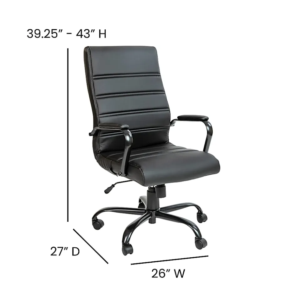 Flash Furniture LeatherSoft™ Faux Leather Mid-Back Swivel Task Chair With 21 1/2" Back Cushion, Black