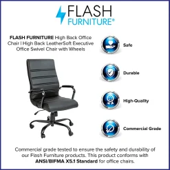 Flash Furniture LeatherSoft™ Faux Leather Mid-Back Swivel Task Chair With 21 1/2
