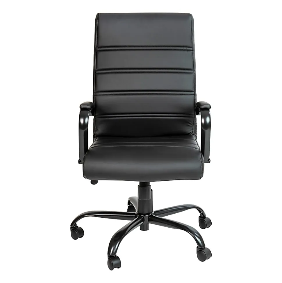 Flash Furniture LeatherSoft™ Faux Leather Mid-Back Swivel Task Chair With 21 1/2" Back Cushion, Black