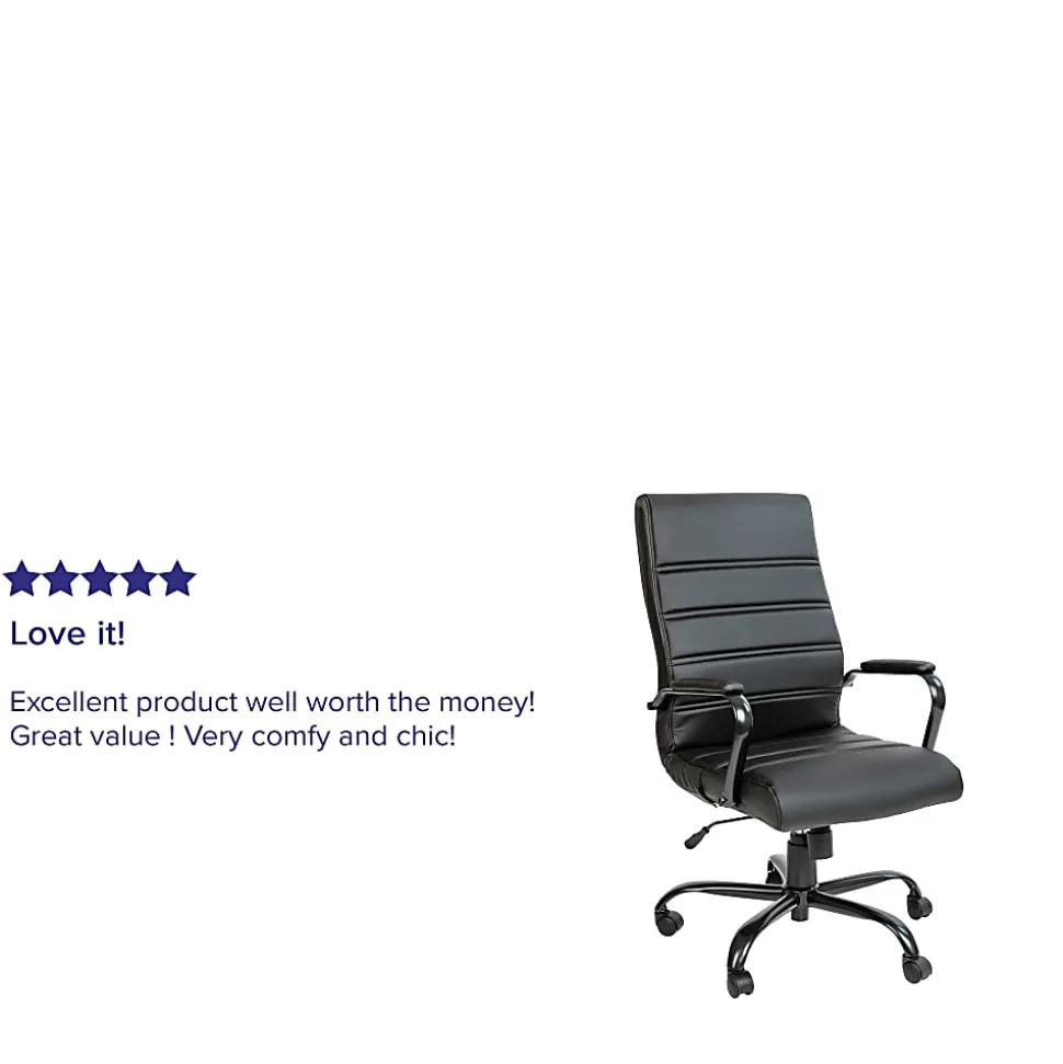 Flash Furniture LeatherSoft™ Faux Leather Mid-Back Swivel Task Chair With 21 1/2" Back Cushion, Black
