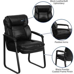 Flash Furniture LeatherSoft™ Faux Leather Sled-Base Side Chair, Black