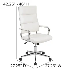 Flash Furniture LeatherSoftâ„¢ Faux Leather High-Back Contemporary Executive Office Chair, White