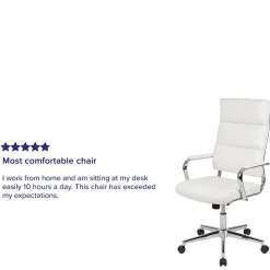 Flash Furniture LeatherSoft™ Faux Leather High-Back Contemporary Executive Office Chair, White
