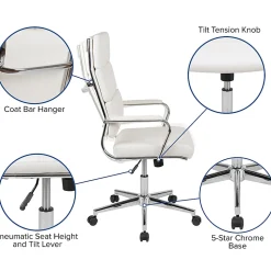 Flash Furniture LeatherSoft™ Faux Leather High-Back Contemporary Executive Office Chair, White