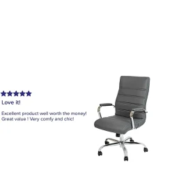 Flash Furniture LeatherSoft™ Faux Leather High-Back Office Chair, Gray/Chrome