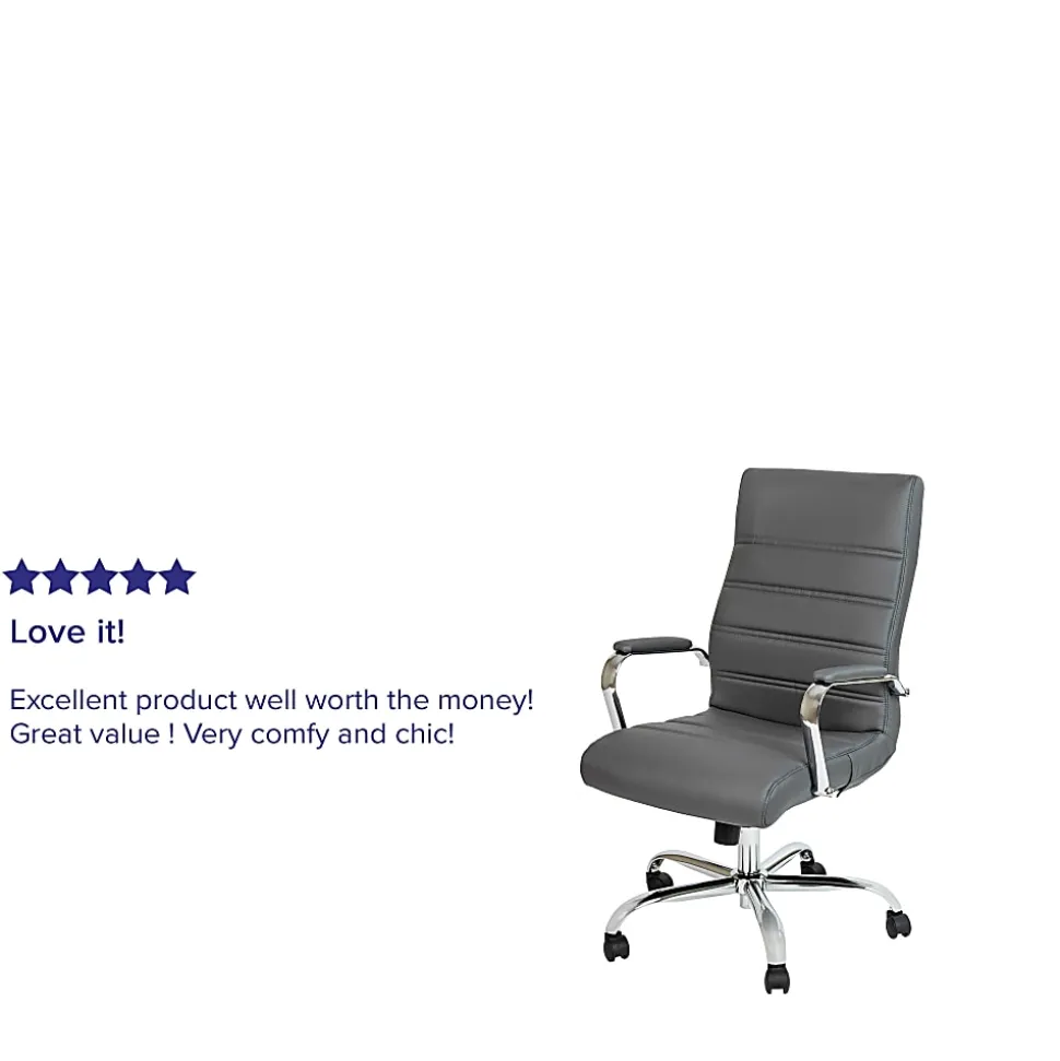 Flash Furniture LeatherSoft™ Faux Leather High-Back Office Chair, Gray/Chrome