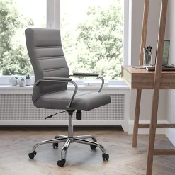 Flash Furniture LeatherSoft™ Faux Leather High-Back Office Chair, Gray/Chrome