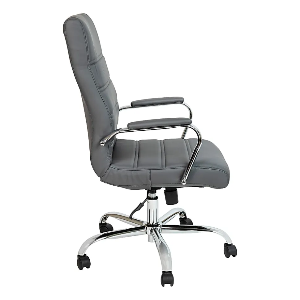 Flash Furniture LeatherSoft™ Faux Leather High-Back Office Chair, Gray/Chrome