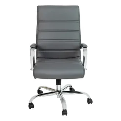 Flash Furniture LeatherSoft™ Faux Leather High-Back Office Chair, Gray/Chrome