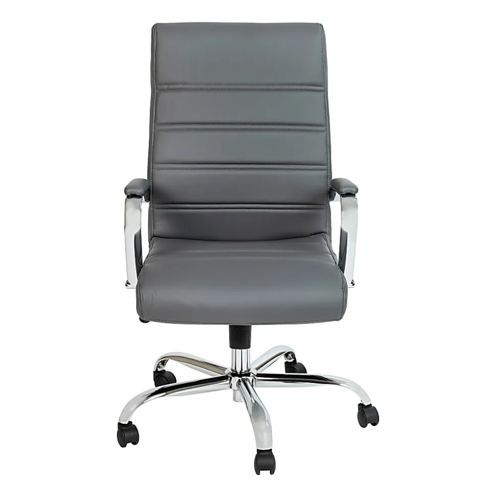 Flash Furniture LeatherSoft™ Faux Leather High-Back Office Chair, Gray/Chrome