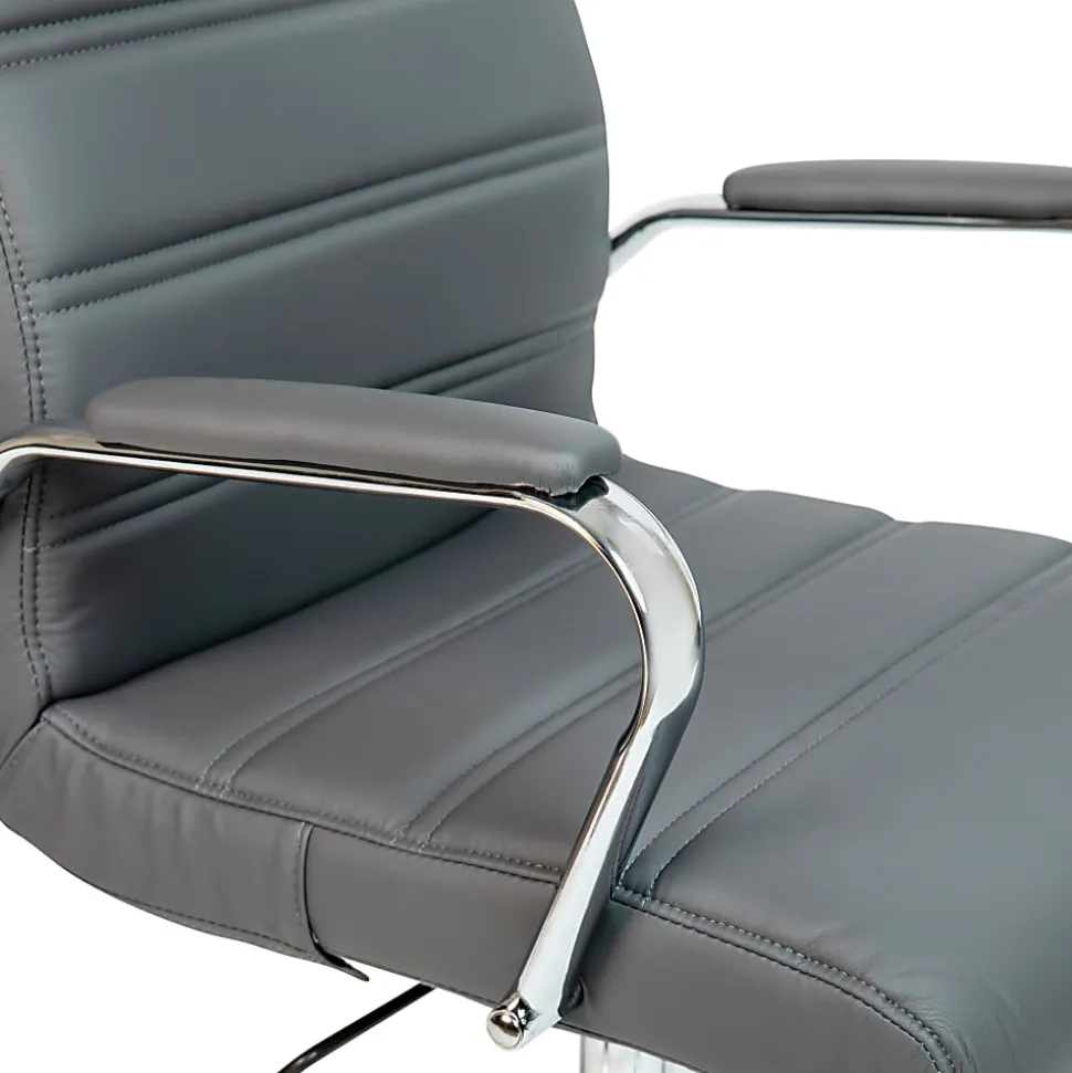 Flash Furniture LeatherSoft™ Faux Leather High-Back Office Chair, Gray/Chrome
