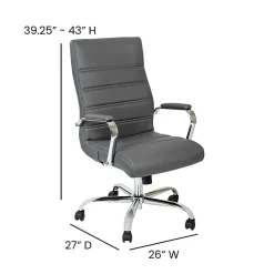Flash Furniture LeatherSoft™ Faux Leather High-Back Office Chair, Gray/Chrome