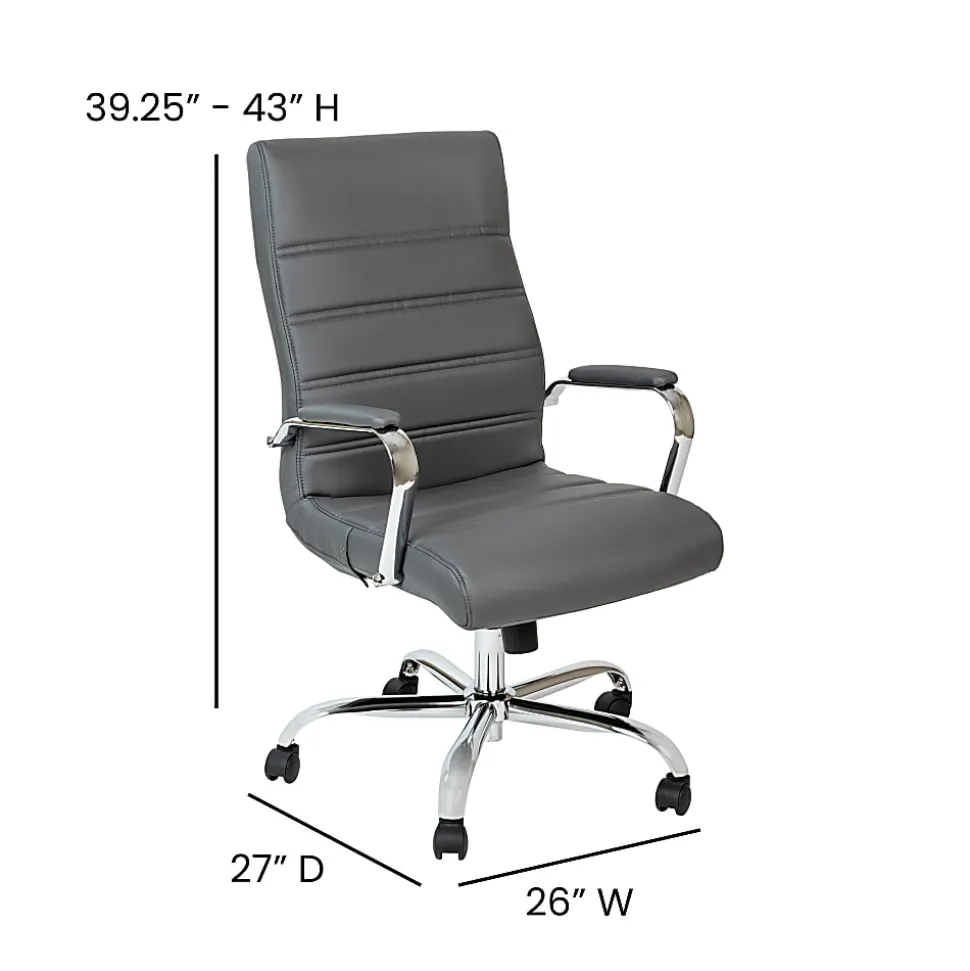 Flash Furniture LeatherSoft™ Faux Leather High-Back Office Chair, Gray/Chrome