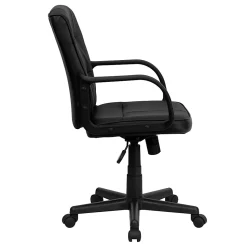 Flash Furniture LeatherSoft™ Faux Leather Mid-Back Swivel Task Chair With Arms, Black