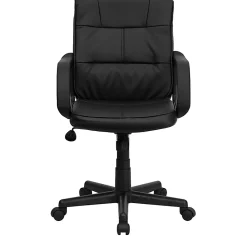 Flash Furniture LeatherSoft™ Faux Leather Mid-Back Swivel Task Chair With Arms, Black