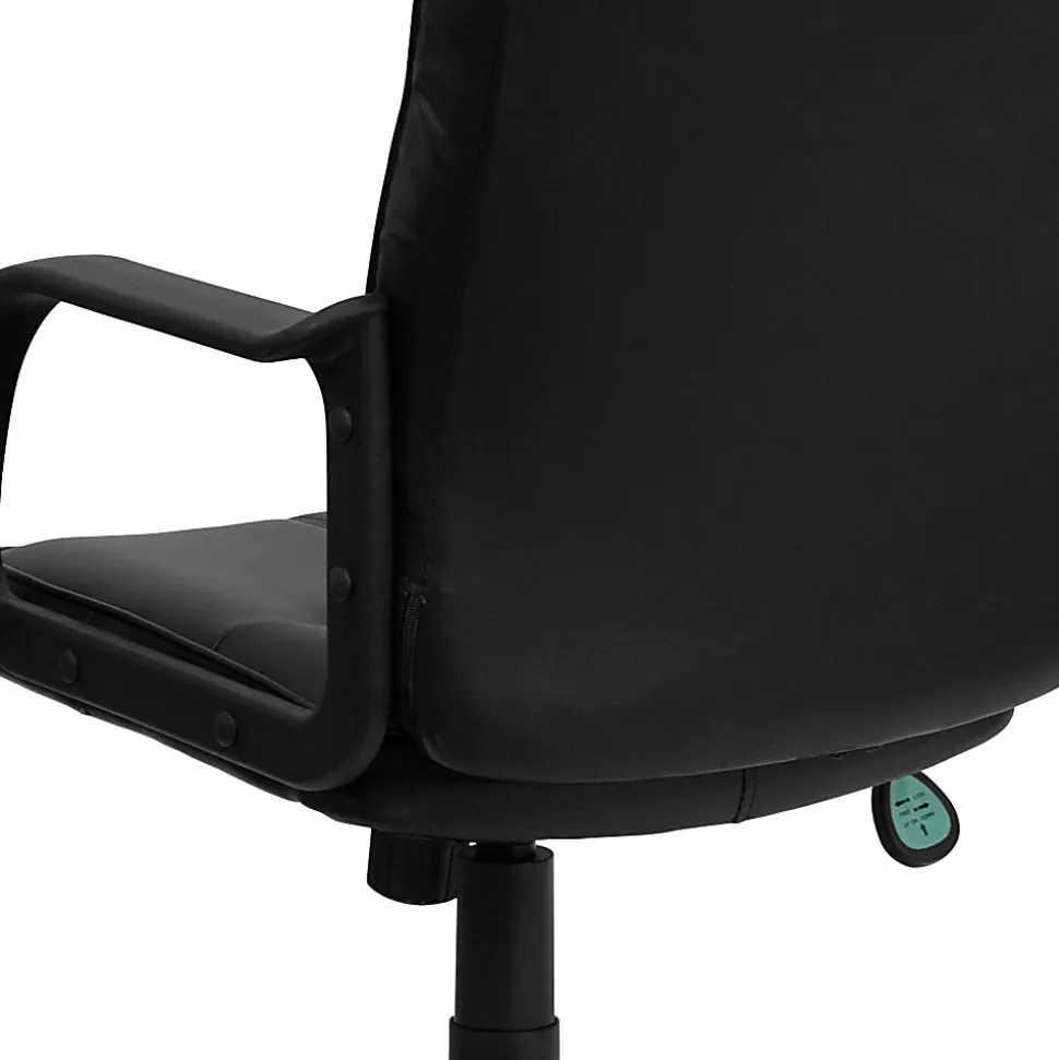 Flash Furniture LeatherSoft™ Faux Leather Mid-Back Swivel Task Chair With Arms, Black