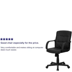 Flash Furniture LeatherSoft™ Faux Leather Mid-Back Swivel Task Chair With Arms, Black